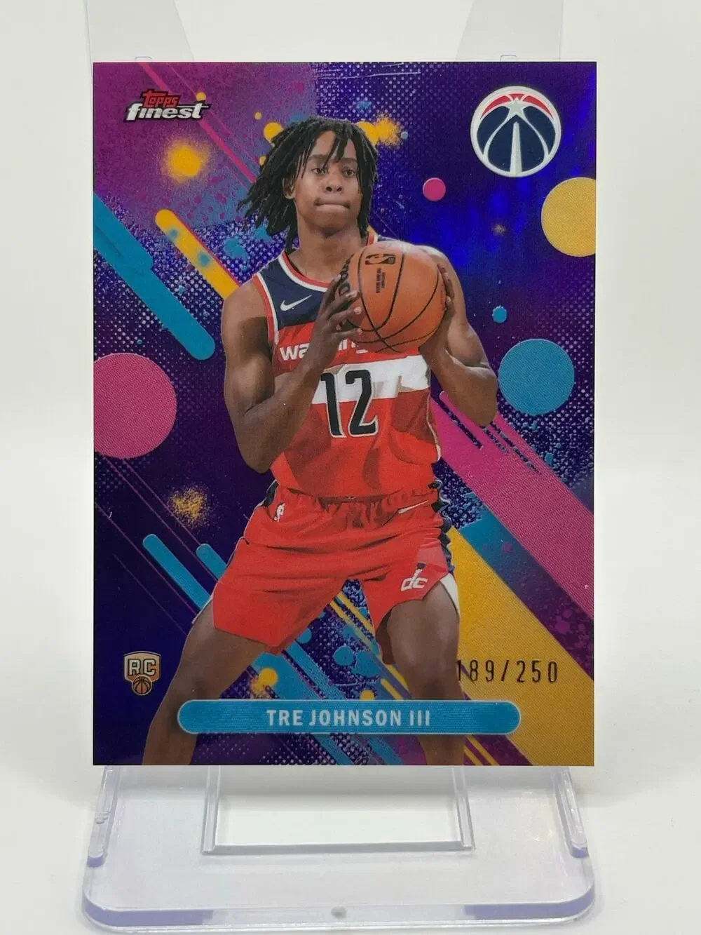2025-26 Topps Finest Tre Johnson III Rookie Purple Refractor 189/250 SP Wizards